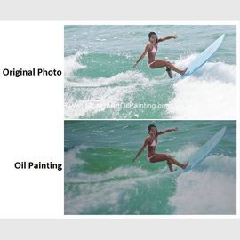 Realistyczne niestandardowe portrety olejne Surf Lady Sports Oil Paintings from Picture