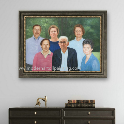 Rodzinne niestandardowe portrety olejne do dekoracji szafki z widokiem z boku