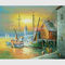 Łodzie żaglowe Obraz olejny Port, nowoczesne malarstwo krajobrazowe o zachodzie słońca