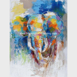 Abstrakcyjny kolorowy obraz słonia na płótnie / zwierzęcy wydruk na płótnie Wall Art
