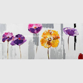 Ręcznie malowane abstrakcyjne obrazy na płótnie, akrylowa fioletowa kwiatowa sztuka ścienna