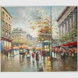Oprawione Paris Street Scene Obraz olejny Olej na pościel do salonu Deco