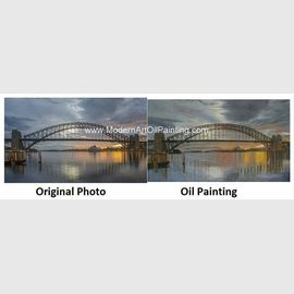 Krajobrazowe portrety olejne ze zdjęcia, niestandardowe ręcznie malowane malarstwo opery w Sydney