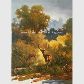 Płótno klasyczny obraz olejny zwierząt, dwa jelenie oprawione w ścianę 24 &quot;X 36&quot; do czytelni