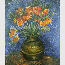 Farby olejne Van Gogha Fritillaries w replikach arcydzieła w miedzianym wazonie