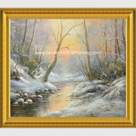 Oprawiony niestandardowy obraz zimowy krajobraz ze śniegiem Neo - styl klasyczny