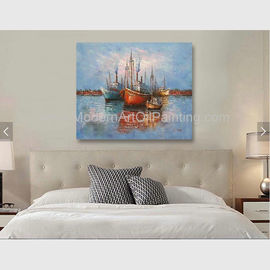 Dekoracja wnętrz statek na morzu obraz olejny 40 x 50 ręcznie malowany