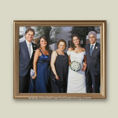 Dekoracja domu Rodzina Niestandardowy obraz olejny Portrety Płótno ze zdjęcia 5cm