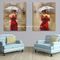 Akryl Modern Art Obraz olejny Dekoracyjna sztuka ścienna Dziewczyna z czerwoną sukienką na płótnie