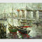 Jasne ręcznie malowane łodzie Obraz olejny podczas odpływu, nowoczesna abstrakcyjna sztuka na płótnie